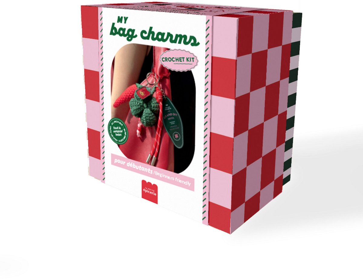 La Petite Epicerie Kit DIY Crochet - My Bag Charms / Mijn Tasbedels - LUCKY PEPPER 2 tasbedels om te haken (peper 3.0 cm & klaver 3.5 cm)| Creatieve | Hobbyset | kinderen en volwassenen | beginnersvriendelijk